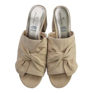 NEW Worthington Freemont Slide Sandals Heels 10M Nude Block Heel Twisted Knot